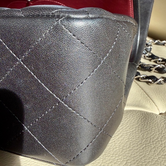 Authentic CHANEL Classic Double Flap Bag Jumbo Black Lamb Leather Silver Box - Picture 15 of 16